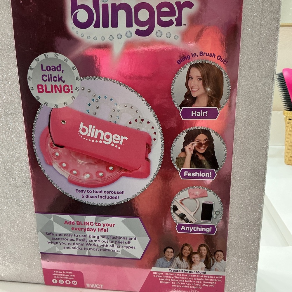 Blinger Pink Styling Tool 4 hair, shirts, handbag, shoes.different stone colors